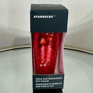 New Starbucks 2023 Holiday Dichroic Prism Red Mini Keychain Tumbler
